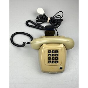 Vtg Ericsson PTT T65-TDK Dutch Beige Touch Tone Telephone w/ Microphone Handset